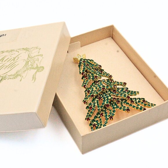 Kirks Folly Silent Night Limited Edition 020/500 Christmas Tree Green Red Brooch - Picture 1 of 12